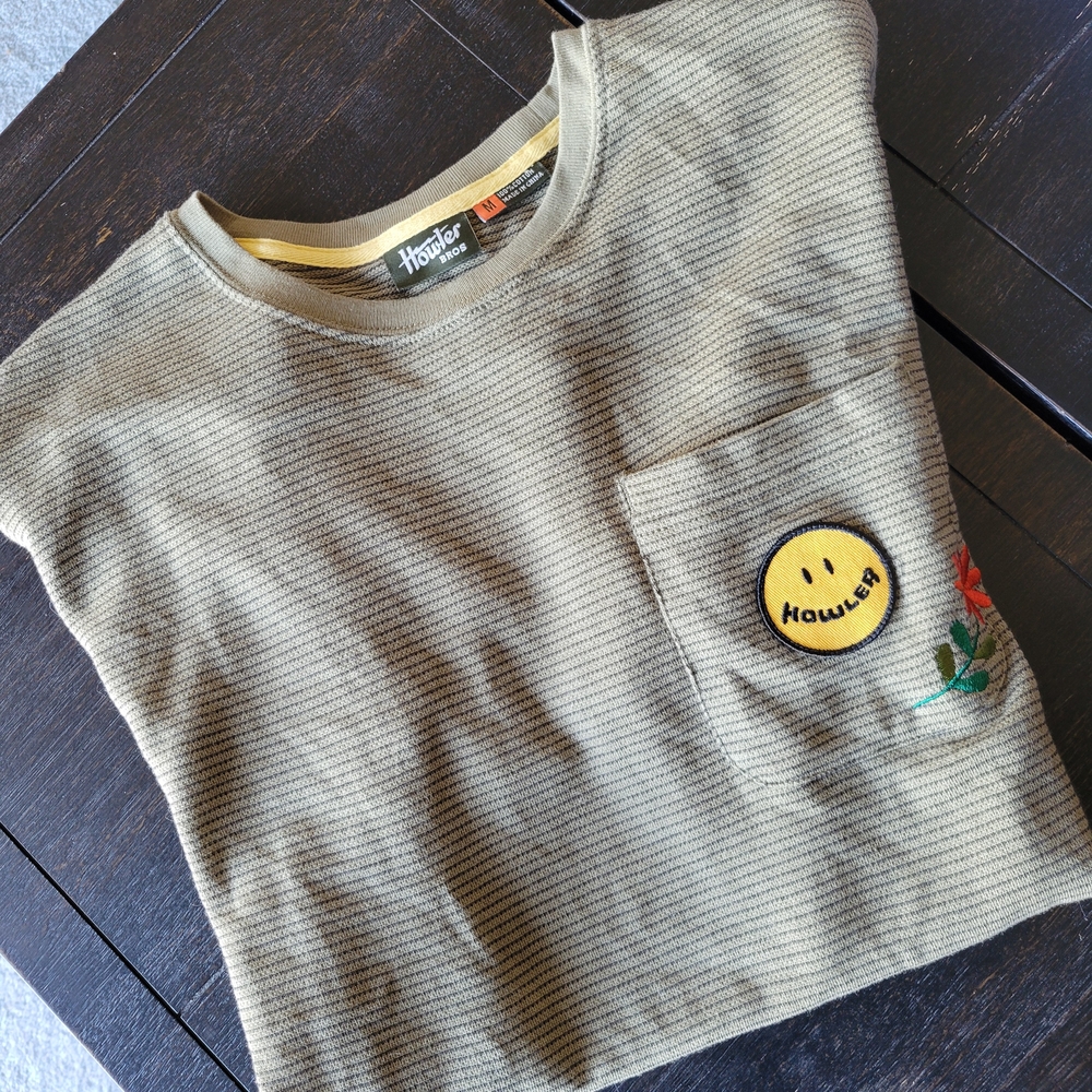 Howler Brothers Olive and Black Striped Crewneck
